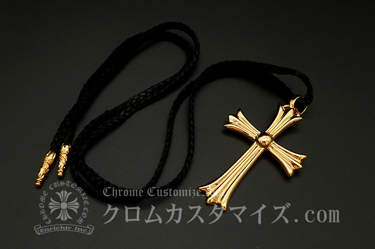 クロムハーツ　CHプラス　クロスペンダントトップ　革紐付き　正規品　お値下げ中 カスタム事例詳細 ラージCHクロスペンダント＋レザーブレード（革紐